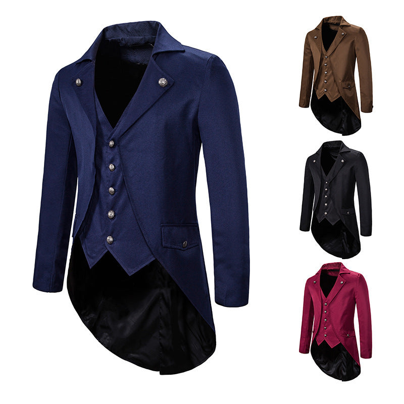 Men's Victorian Tailcoat with Integrated Waistcoat and Swallowtail