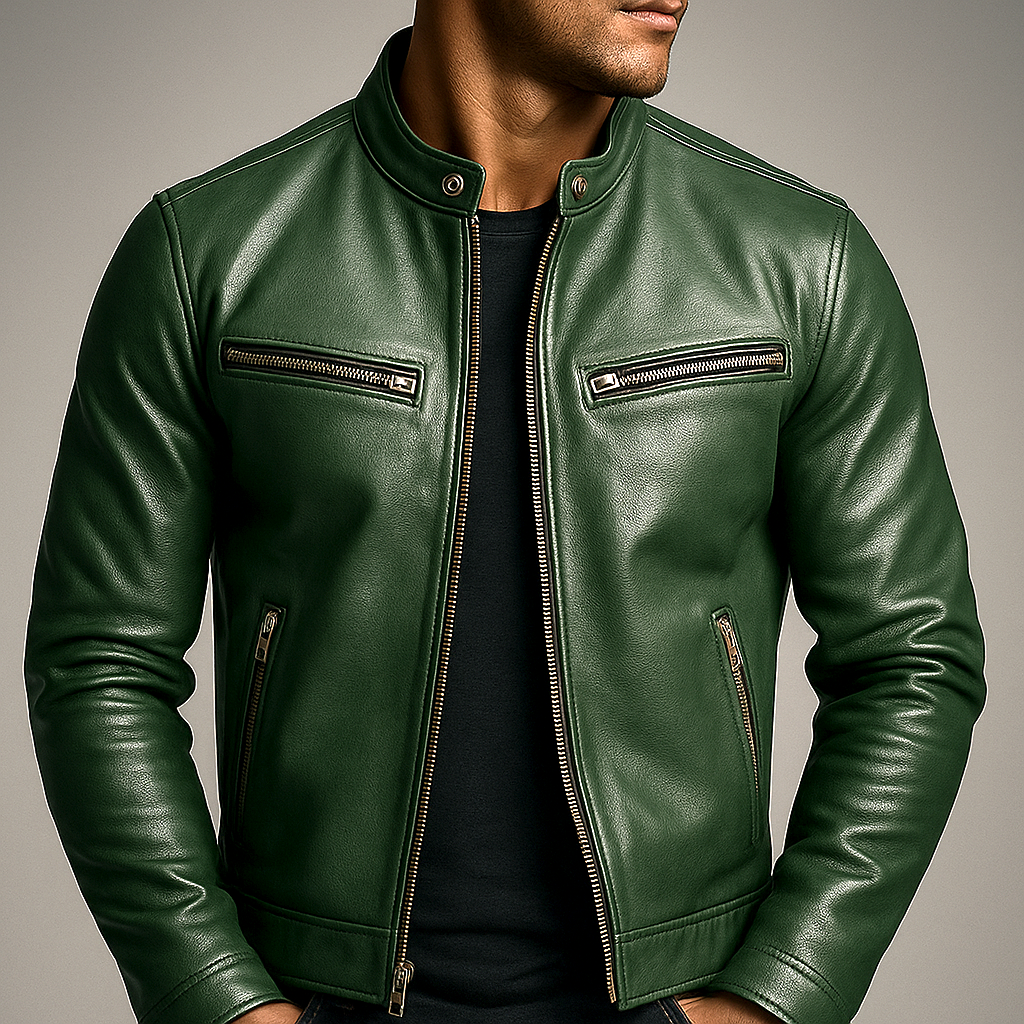 Veste vintage pour homme en cuir PU – veste classique rétro de motard