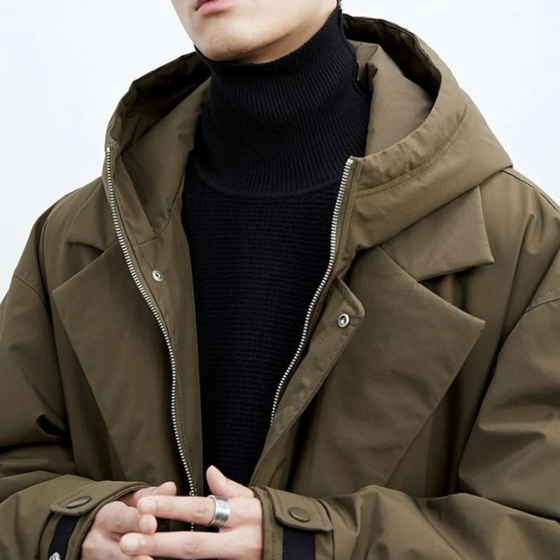 Men's Waterproof Trench Coat - Stylish & Warm Puffer Design