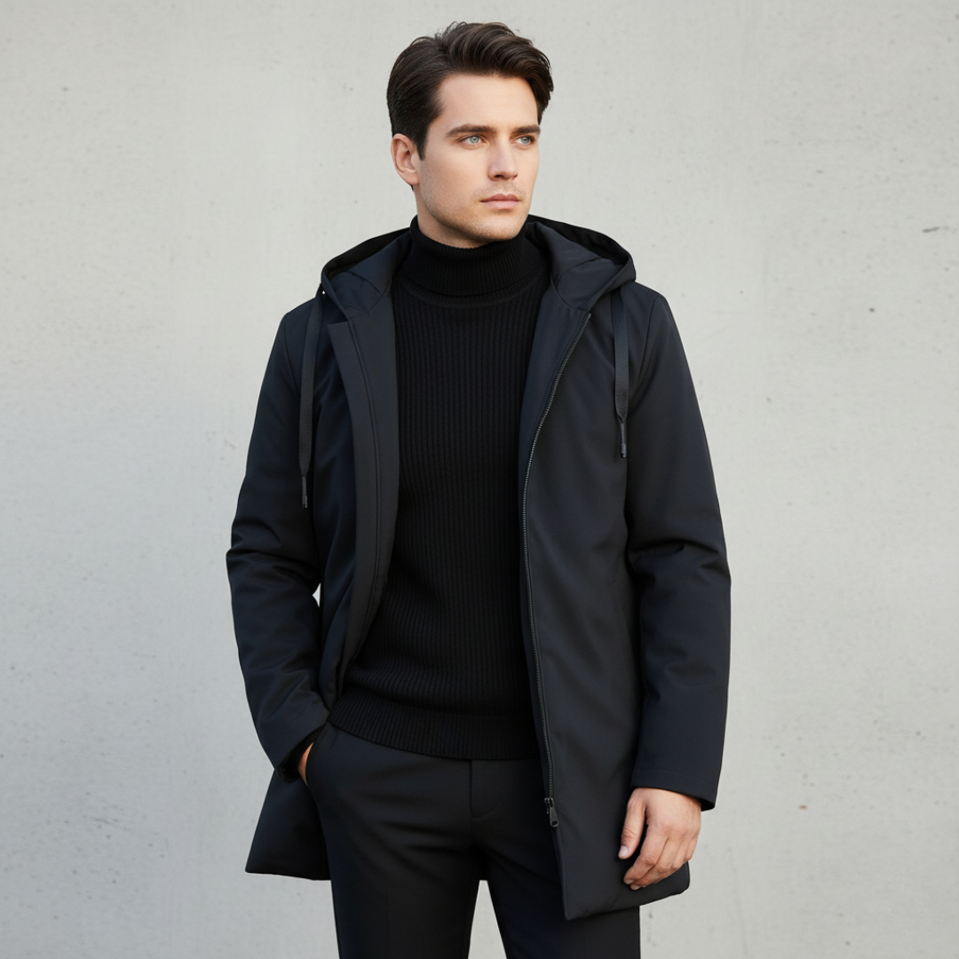 Men's Wind- and Waterproof Hooded Outdoor Jacket for Autumn and Winter