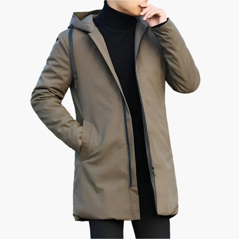 Men's Wind- and Waterproof Hooded Outdoor Jacket for Autumn and Winter
