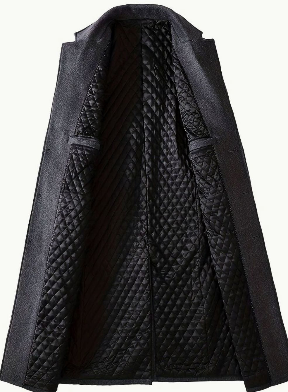Long trench-coat pour hommes en laine, à coupe ajustée et boutonnage devant