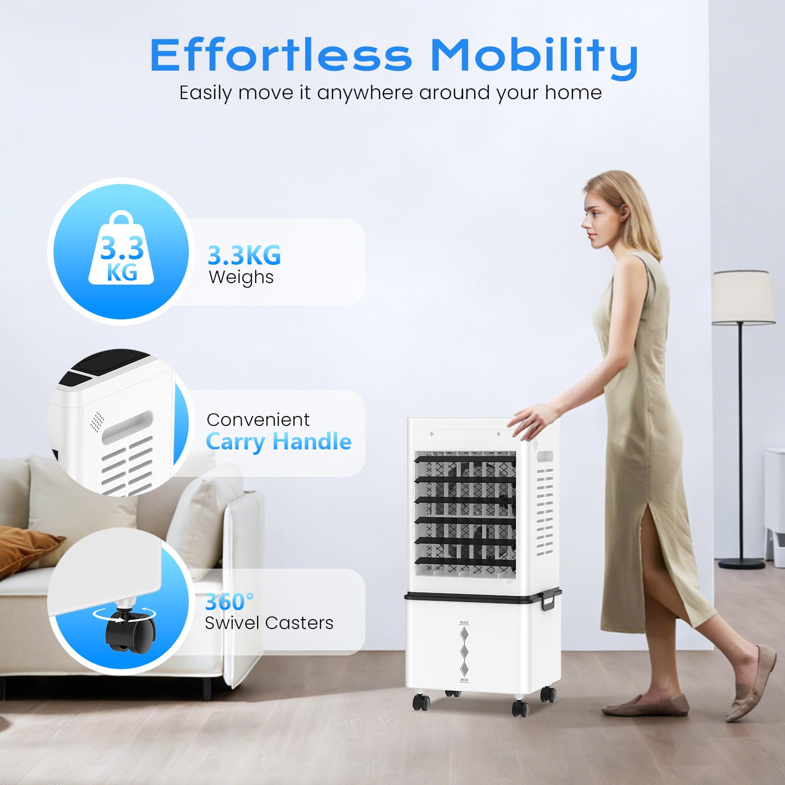 Mobile Evaporative Cooler with 12L Tank & Remote
