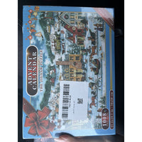 Calendrier de l'Avent sous forme de puzzle représentant un village de Noël moderne