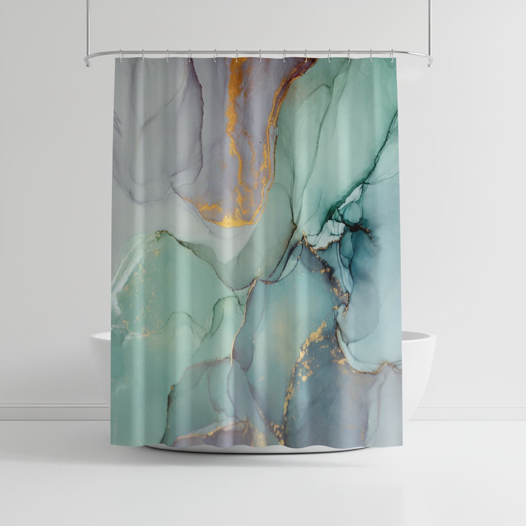 Modern Marbled Shower Curtain