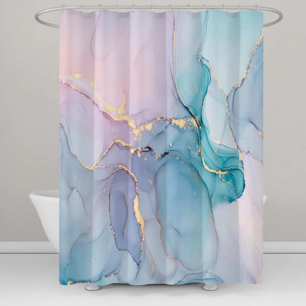 Modern Marbled Shower Curtain