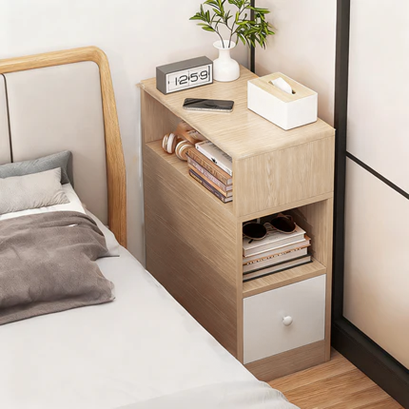 Modern Minimalist Rectangular MDF 1-Drawer Nightstand for Bedroom