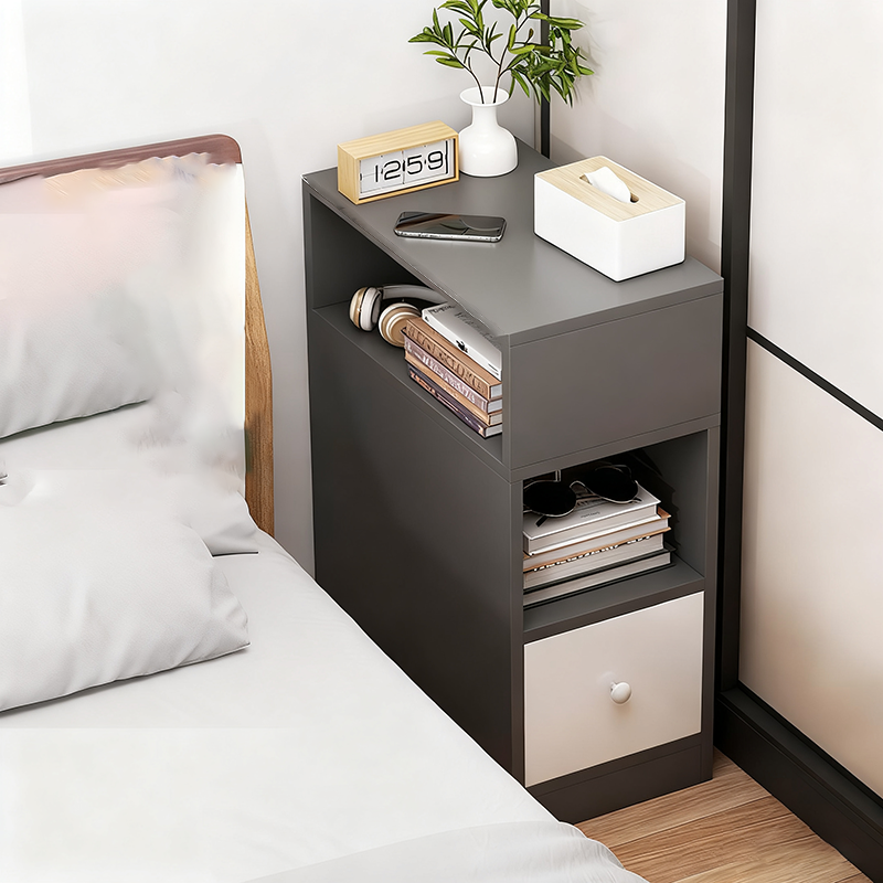 Modern Minimalist Rectangular MDF 1-Drawer Nightstand for Bedroom