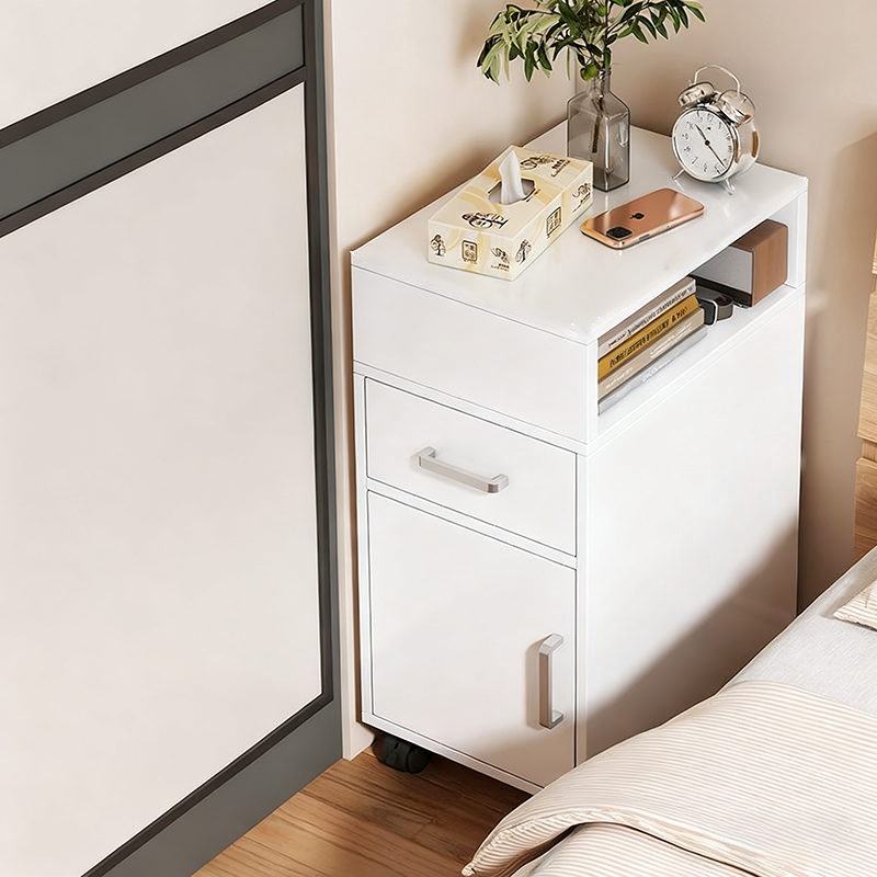 Modern Minimalist Rectangular MDF 1-Drawer Nightstand for Bedroom