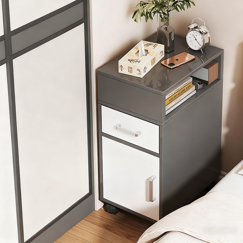 Modern Minimalist Rectangular MDF 1-Drawer Nightstand for Bedroom