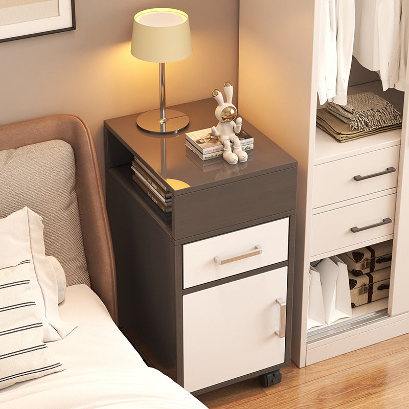 Modern Minimalist Rectangular MDF 1-Drawer Nightstand for Bedroom