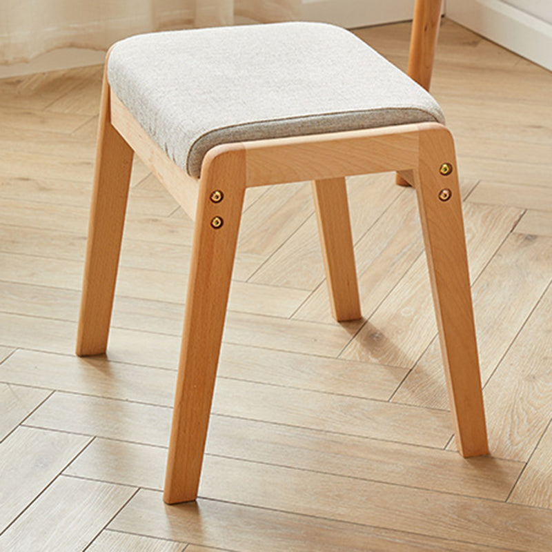 Tabouret de coiffeuse rectangulaire minimaliste moderne en bois massif et lin pour chambre