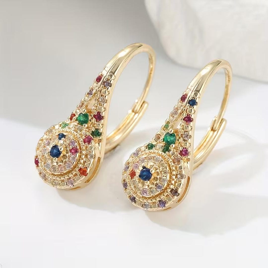 Boucles d'oreilles scintillantes multicolores