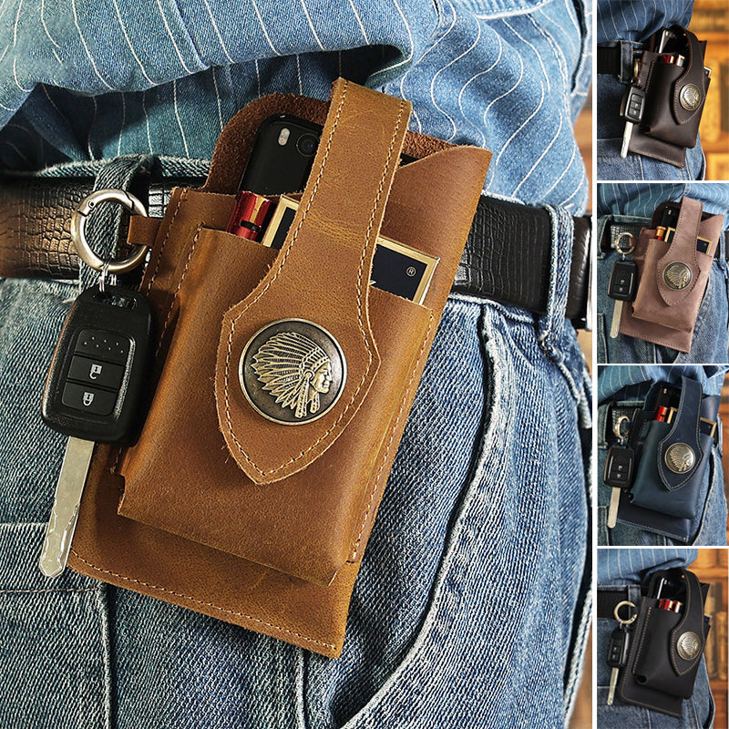 Pochette de téléphone multifonction en cuir