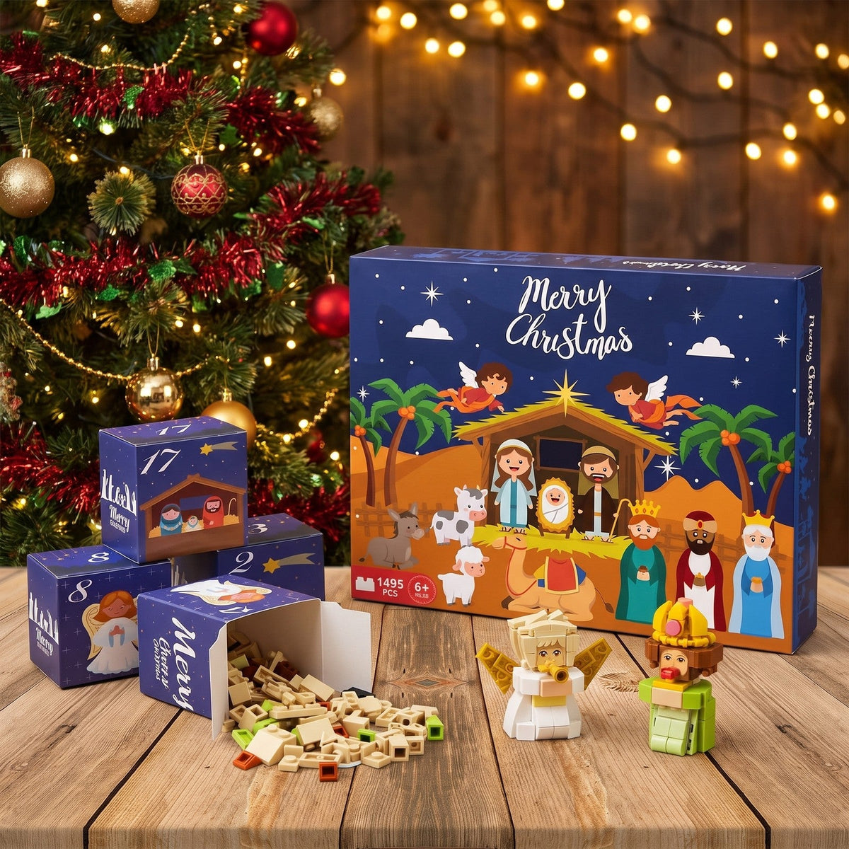 Nativity Building Block Advent Calendar, 1495 Pieces in 24 Numbered Boxes