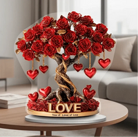 NOBLEHEART GEM – Élégant arbre de roses en cristal en forme de cœur avec base dorée