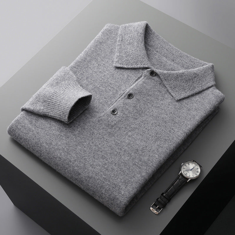 NordicLuxe Stockholm-Style Cashmere-Merino Wool Polo Shirt