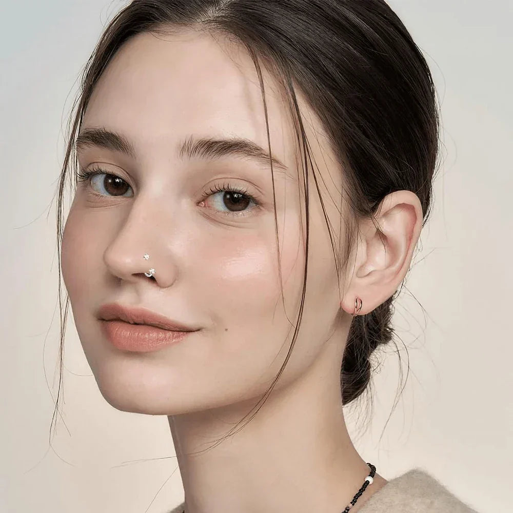 Anneau de nez : ensemble élégant de bijoux de nez et de boucles d’oreilles pour tous les jours