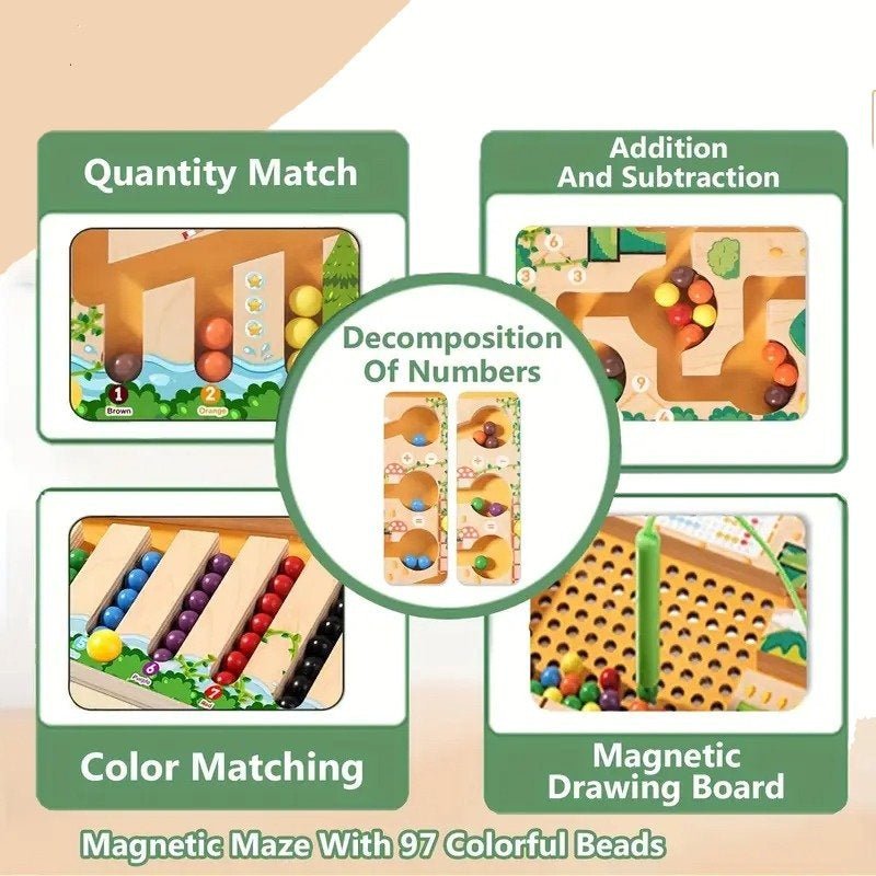 NUMBERRAIL – Montessori Magnetic Maze for numbers, colors & logic