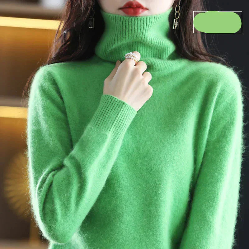 Nyorelle 100% Cashmere High-Neck Sweater for Fall and Winter