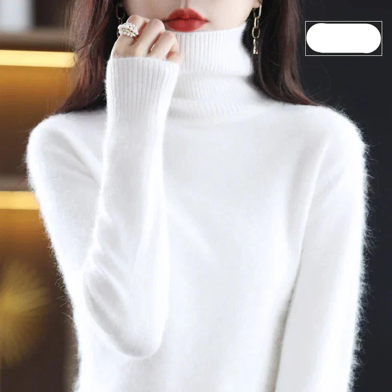 Nyorelle 100% Cashmere High-Neck Sweater for Fall and Winter