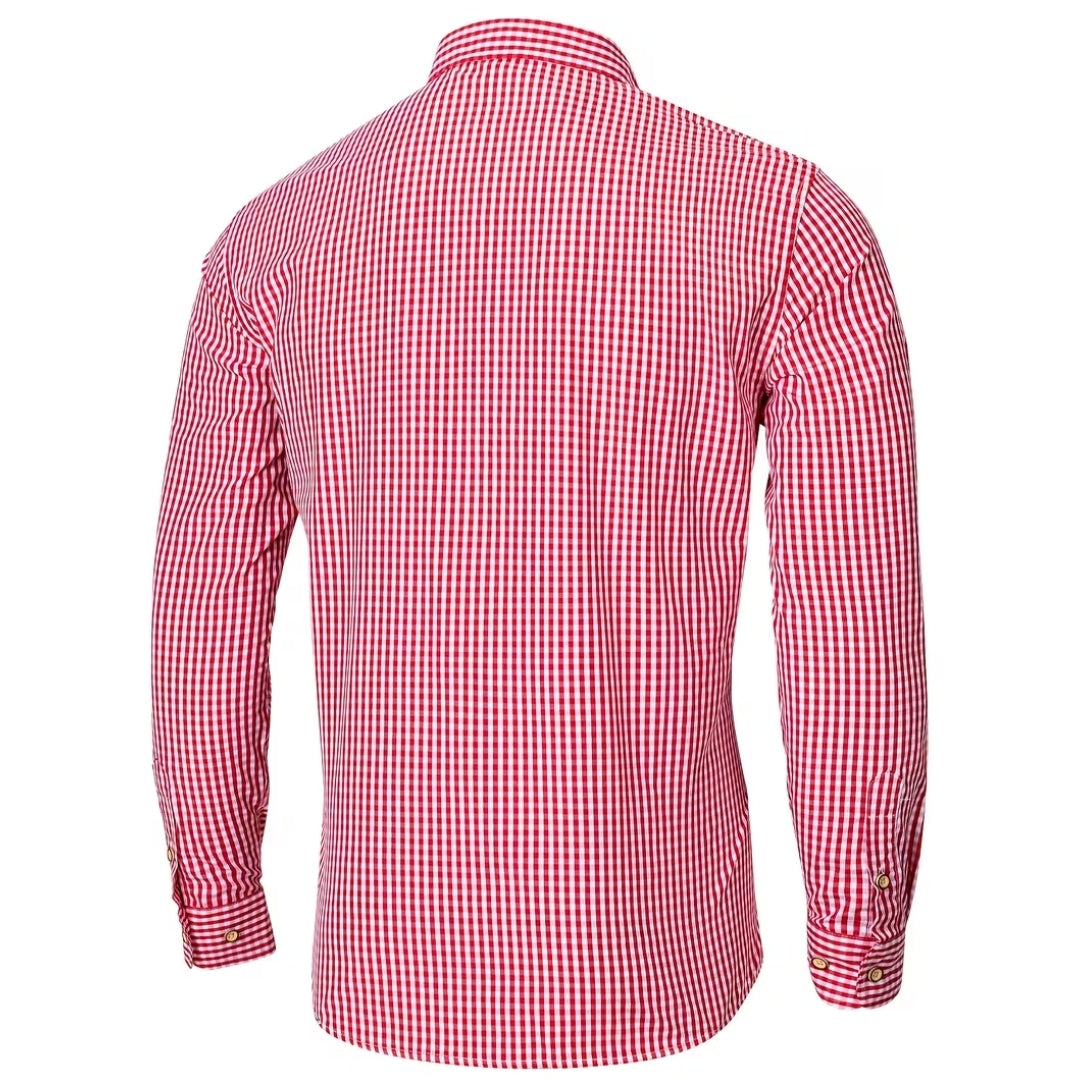 Oktoberfest Plaid Long-Sleeve Button-Up Shirt