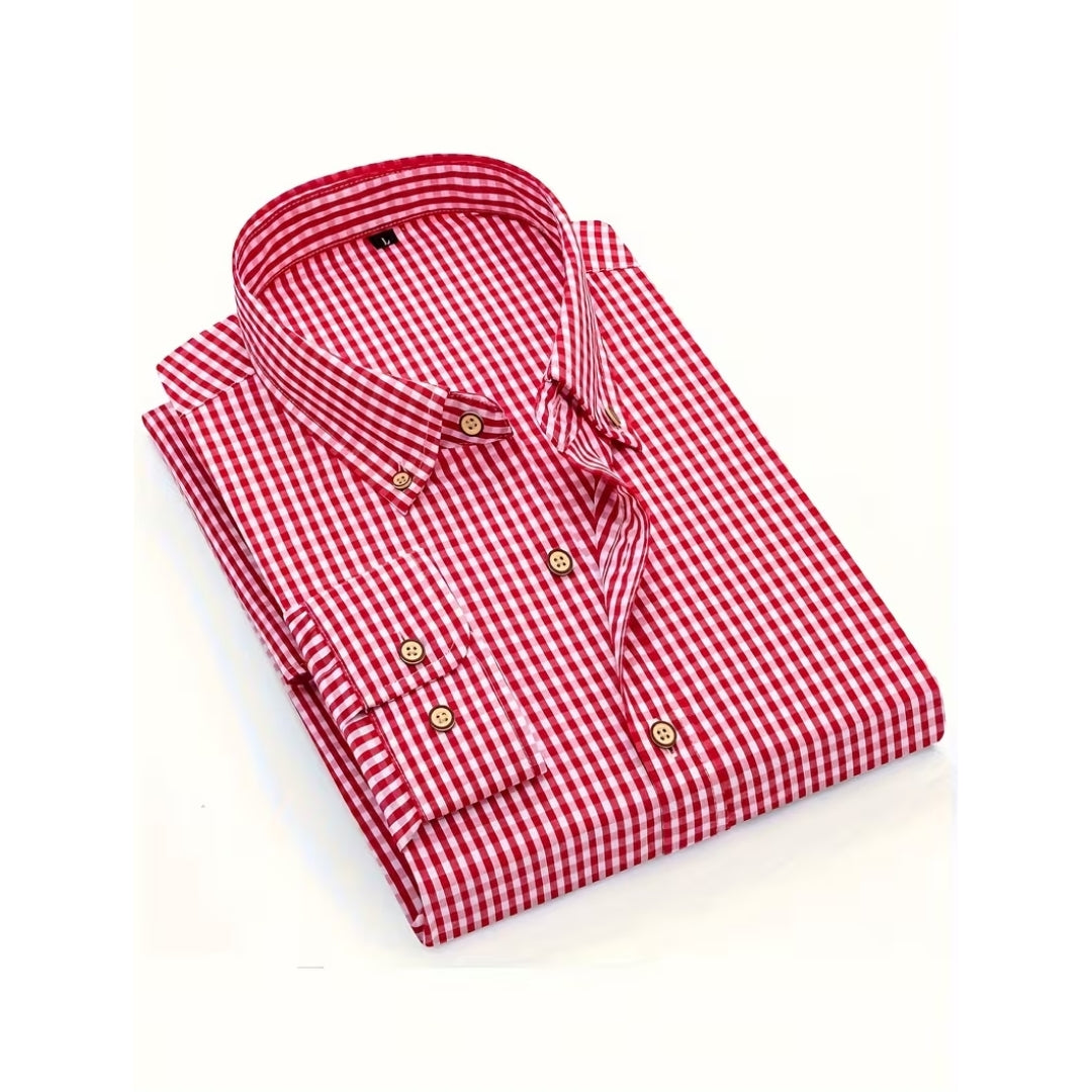 Oktoberfest Plaid Long-Sleeve Button-Up Shirt