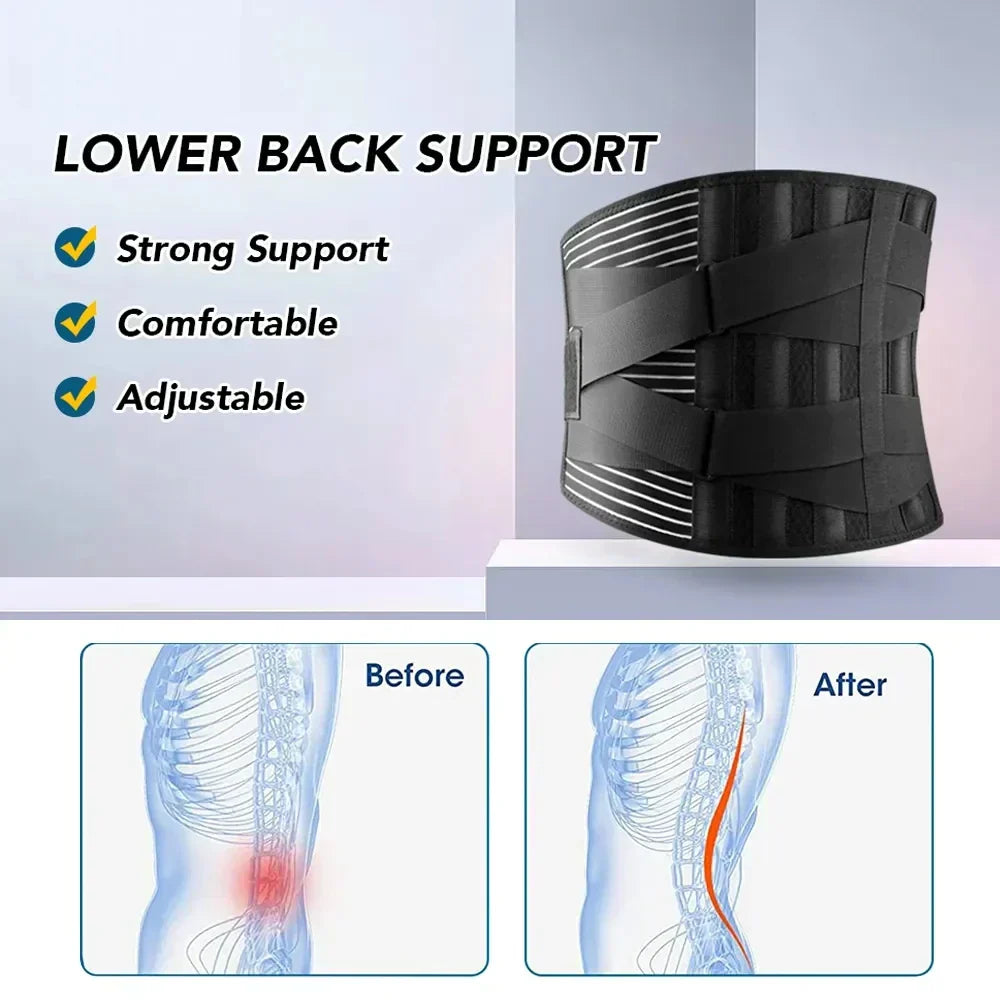 OrthoFlexa Back Support Belt | 360° Lumbar Support with Memory Aluminum and Steel Springs | Breathable & Invisible Under Clothing
