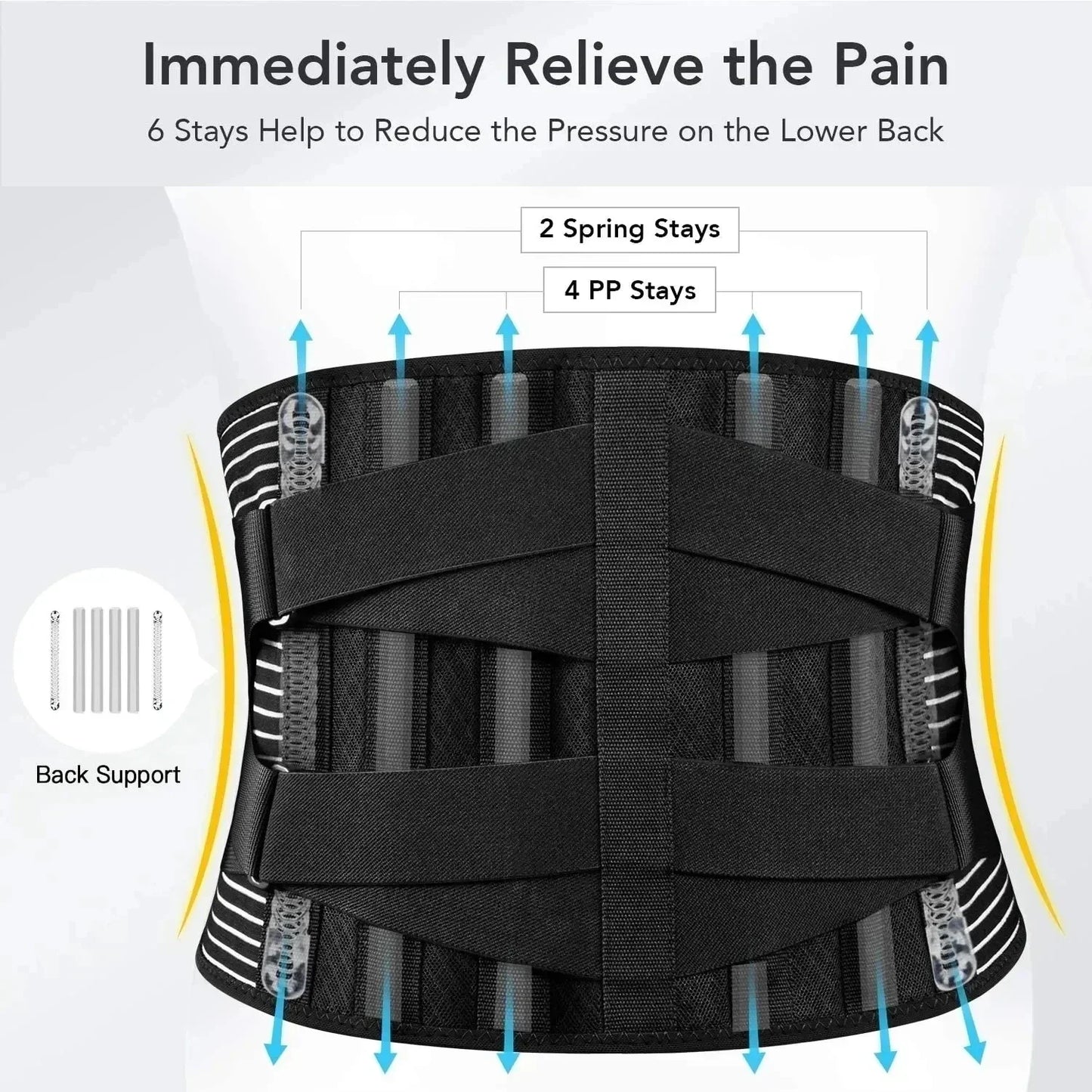 OrthoFlexa Back Support Belt | 360° Lumbar Support with Memory Aluminum and Steel Springs | Breathable & Invisible Under Clothing