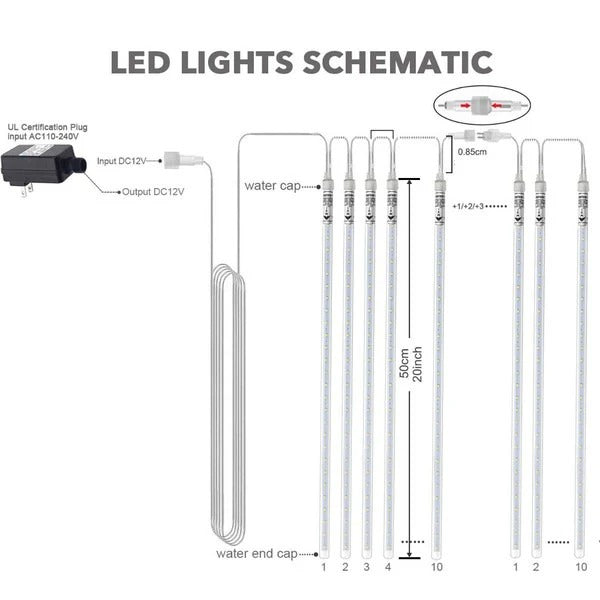 Guirlande extérieure de stalactites lumineuses à LED