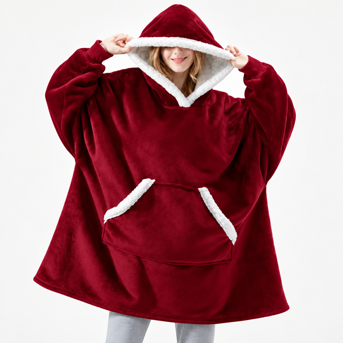 Sweat à capuche oversize douillet doublé de sherpa