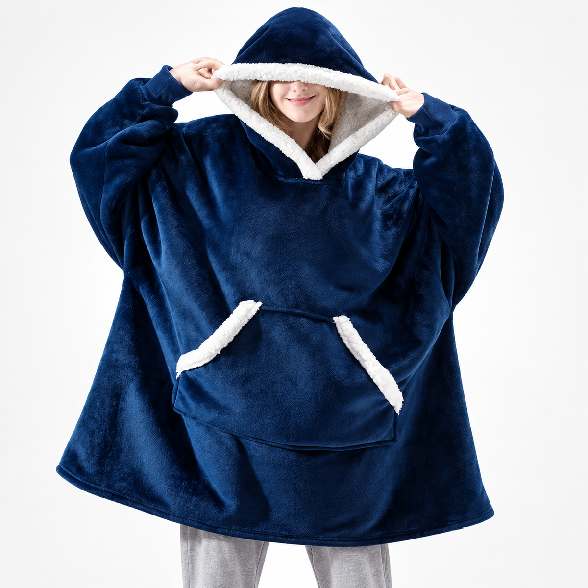Sweat à capuche oversize douillet doublé de sherpa