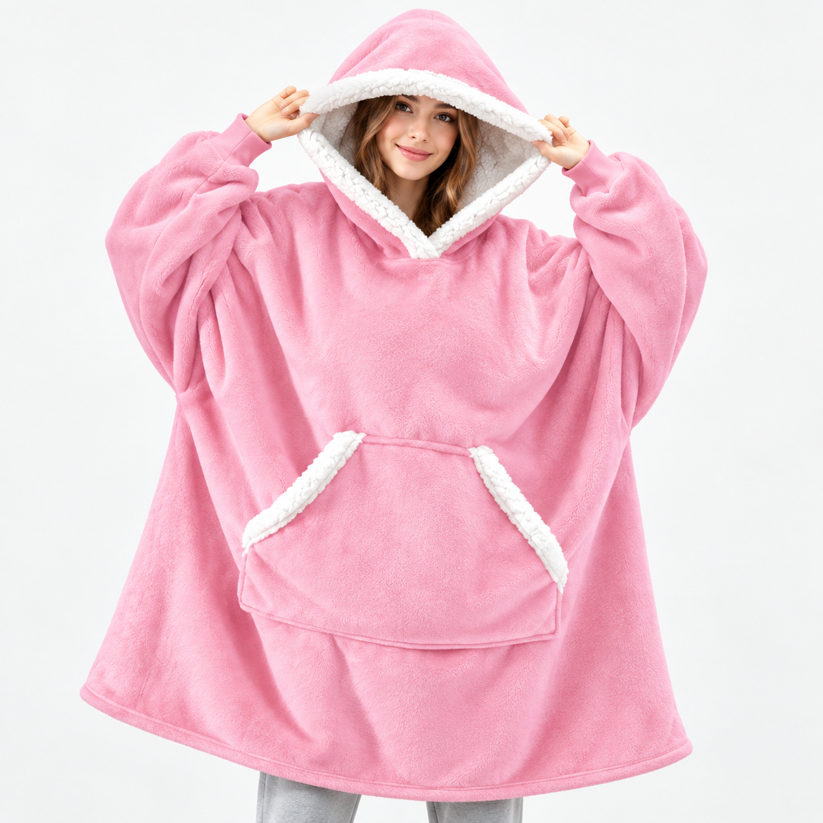Sweat à capuche oversize douillet doublé de sherpa