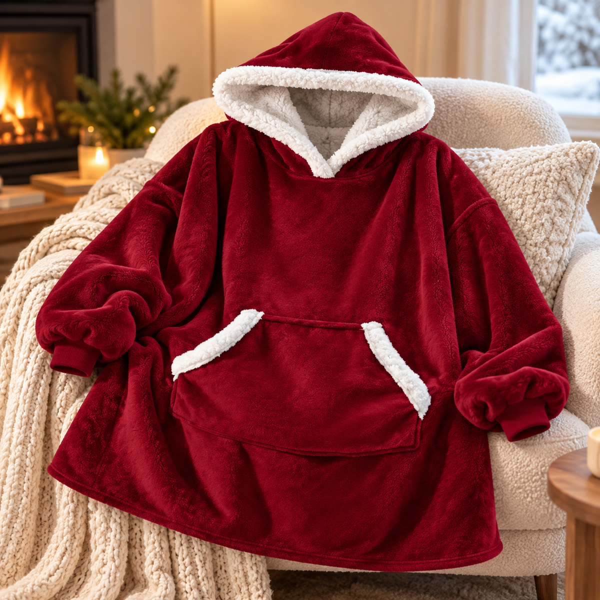 Sweat à capuche oversize douillet doublé de sherpa
