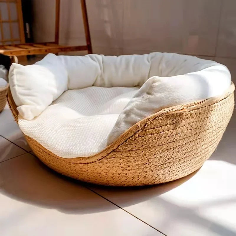 Paper Rope Cat Bed with Washable Cover