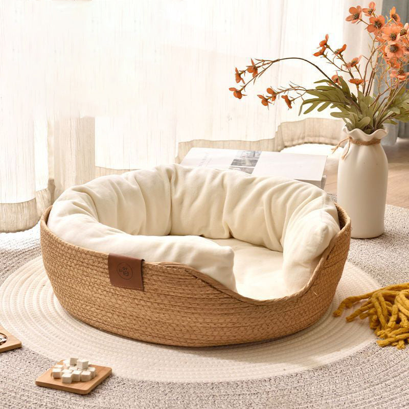 Paper Rope Cat Bed with Washable Cover