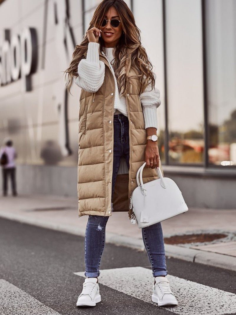 Parque - Knee-Length Puffer Vest for Women