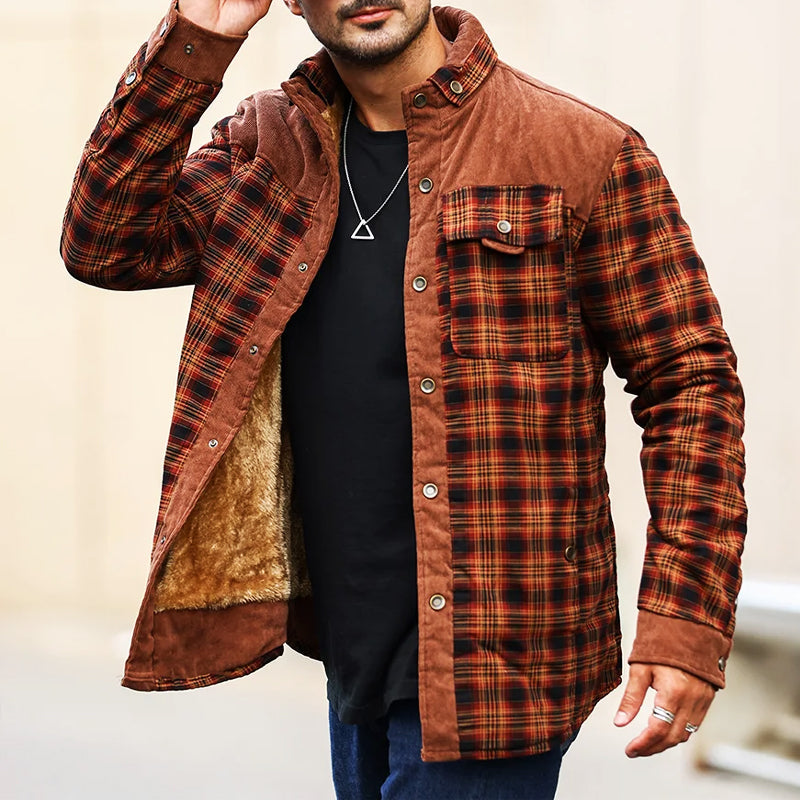 Veste d'extérieur à carreaux doublée en sherpa