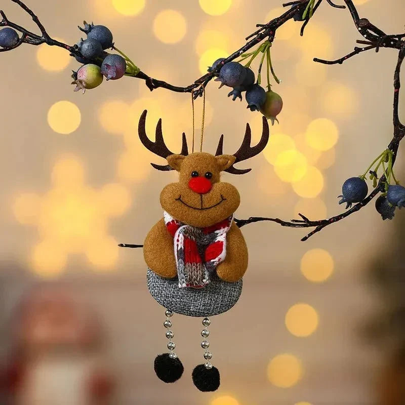 Décorations de Noël en peluche avec jambes pendantes et motifs de personnages des fêtes