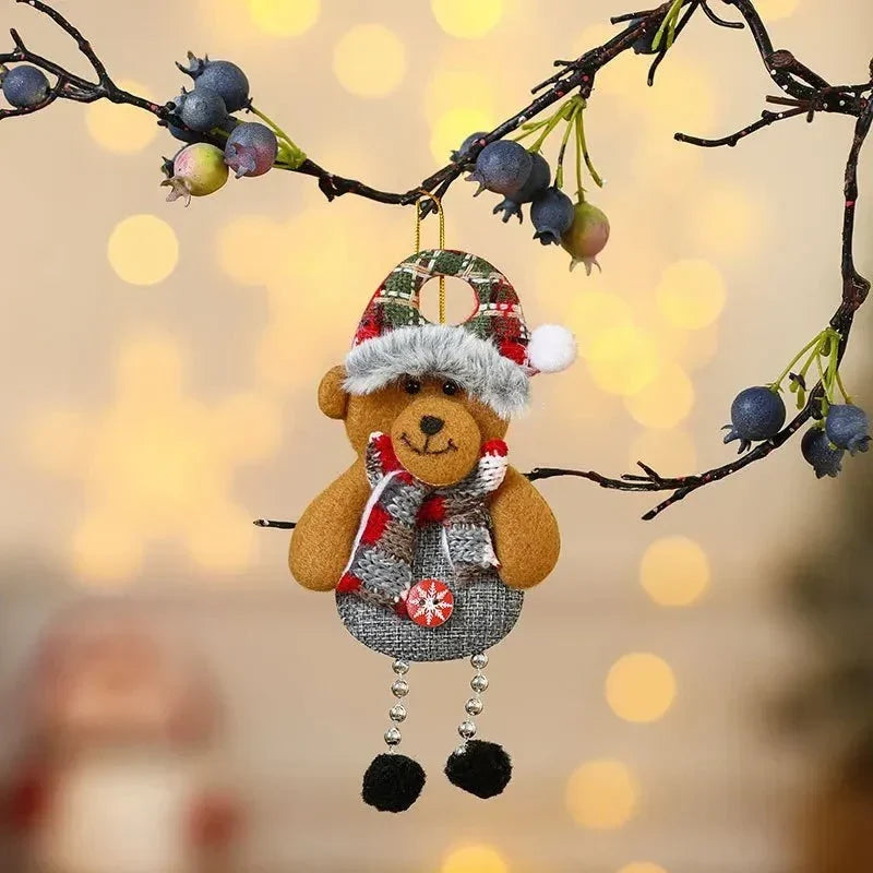 Décorations de Noël en peluche avec jambes pendantes et motifs de personnages des fêtes