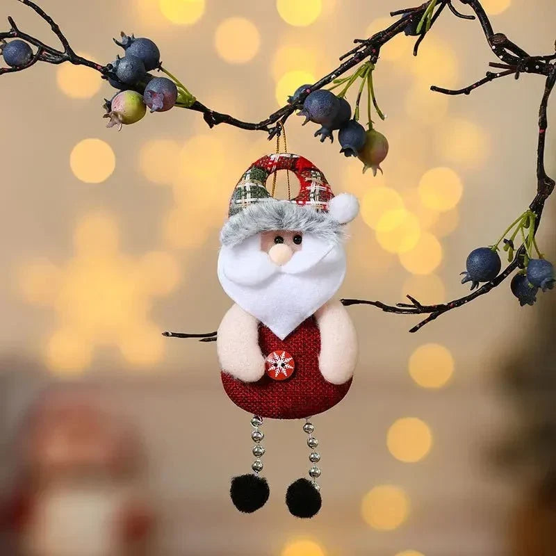 Décorations de Noël en peluche avec jambes pendantes et motifs de personnages des fêtes