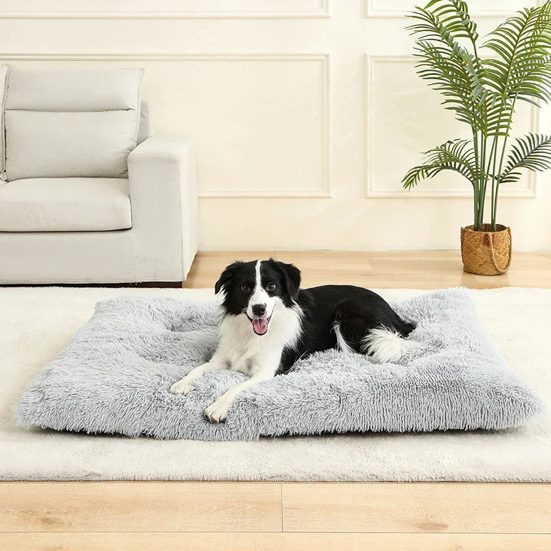 Plush Dog Bed with Non-Slip Bottom and Foldable Design