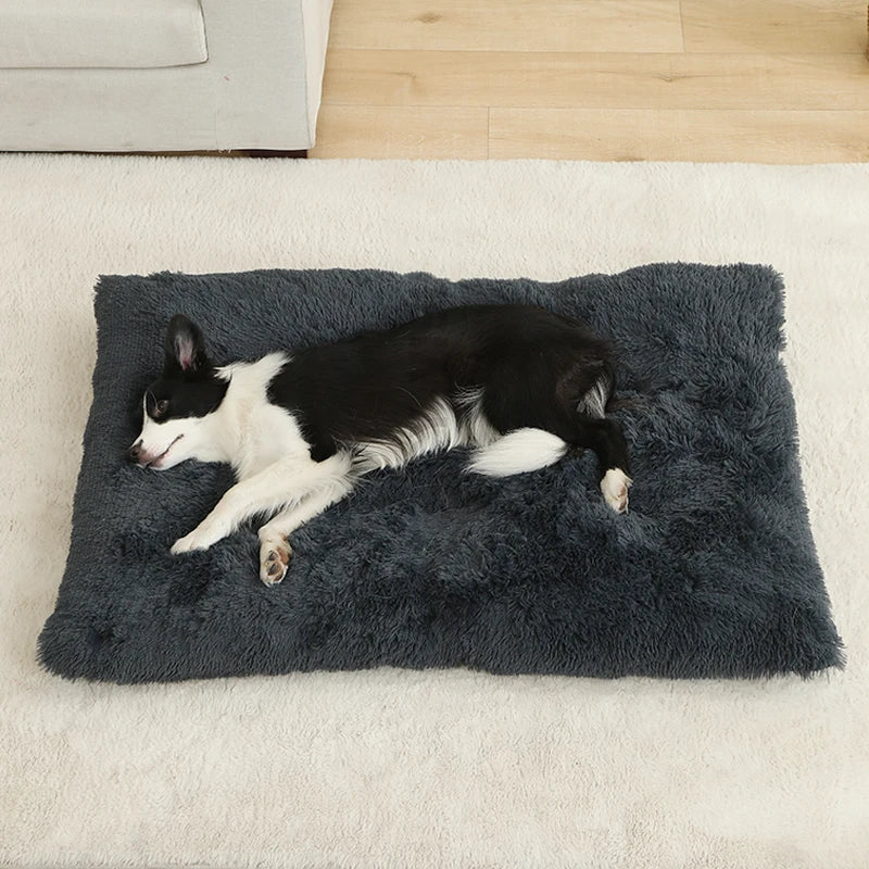 Plush Dog Bed with Non-Slip Bottom and Foldable Design