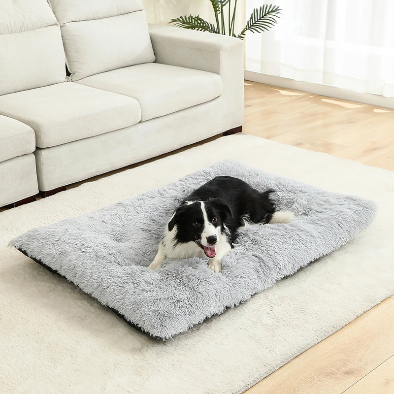 Plush Dog Bed with Non-Slip Bottom and Foldable Design