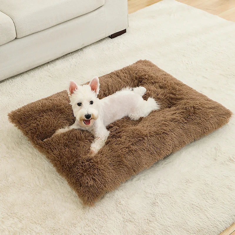 Plush Dog Bed with Non-Slip Bottom and Foldable Design