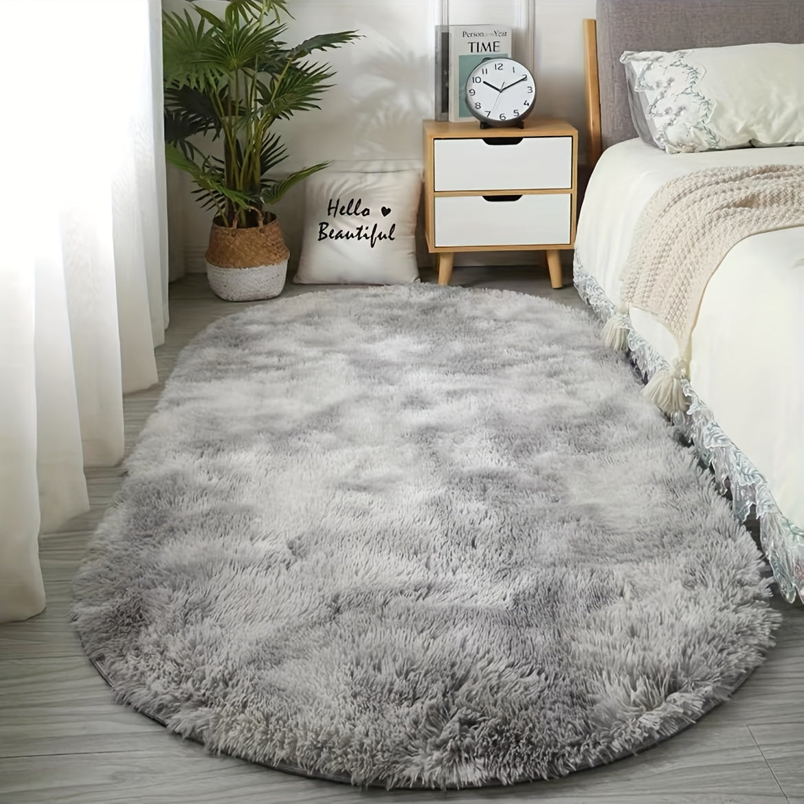 Tapis ovale moelleux – tapis doux et élégant pour la décoration de la chambre et du salon