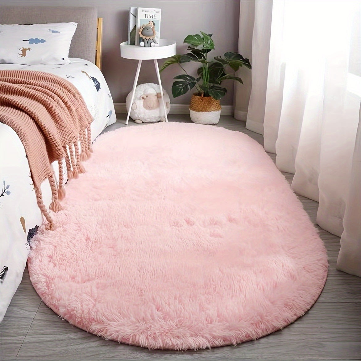 Tapis ovale moelleux – tapis doux et élégant pour la décoration de la chambre et du salon