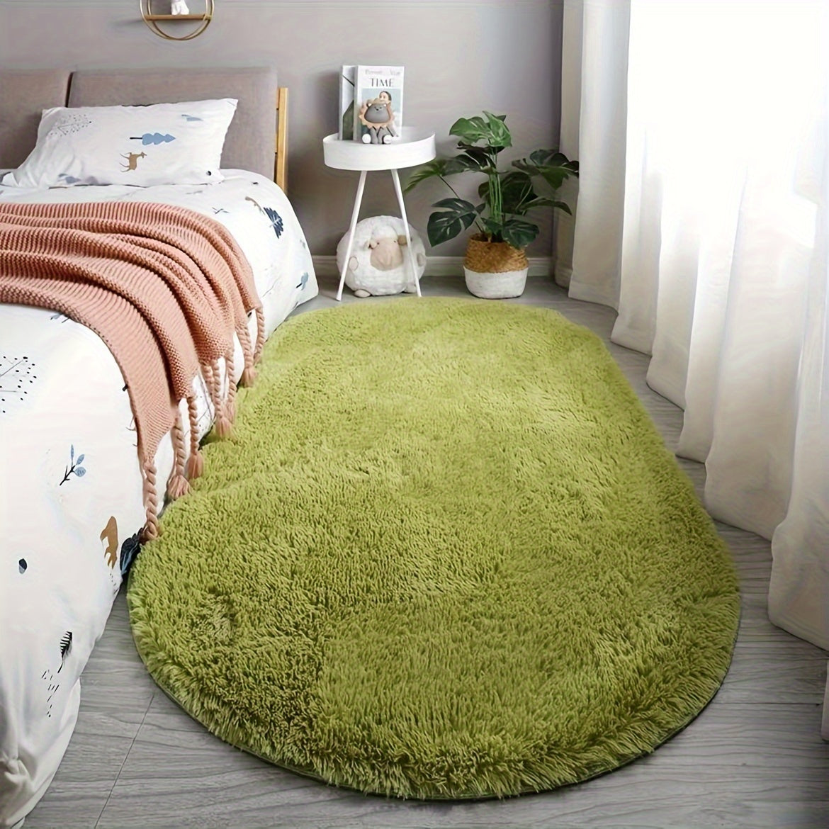 Tapis ovale moelleux – tapis doux et élégant pour la décoration de la chambre et du salon