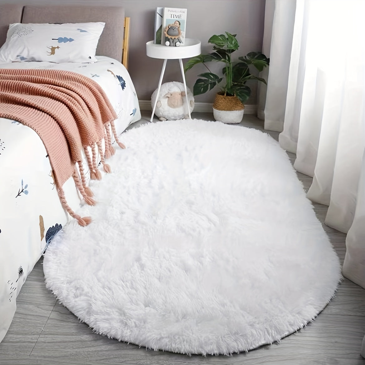 Tapis ovale moelleux – tapis doux et élégant pour la décoration de la chambre et du salon