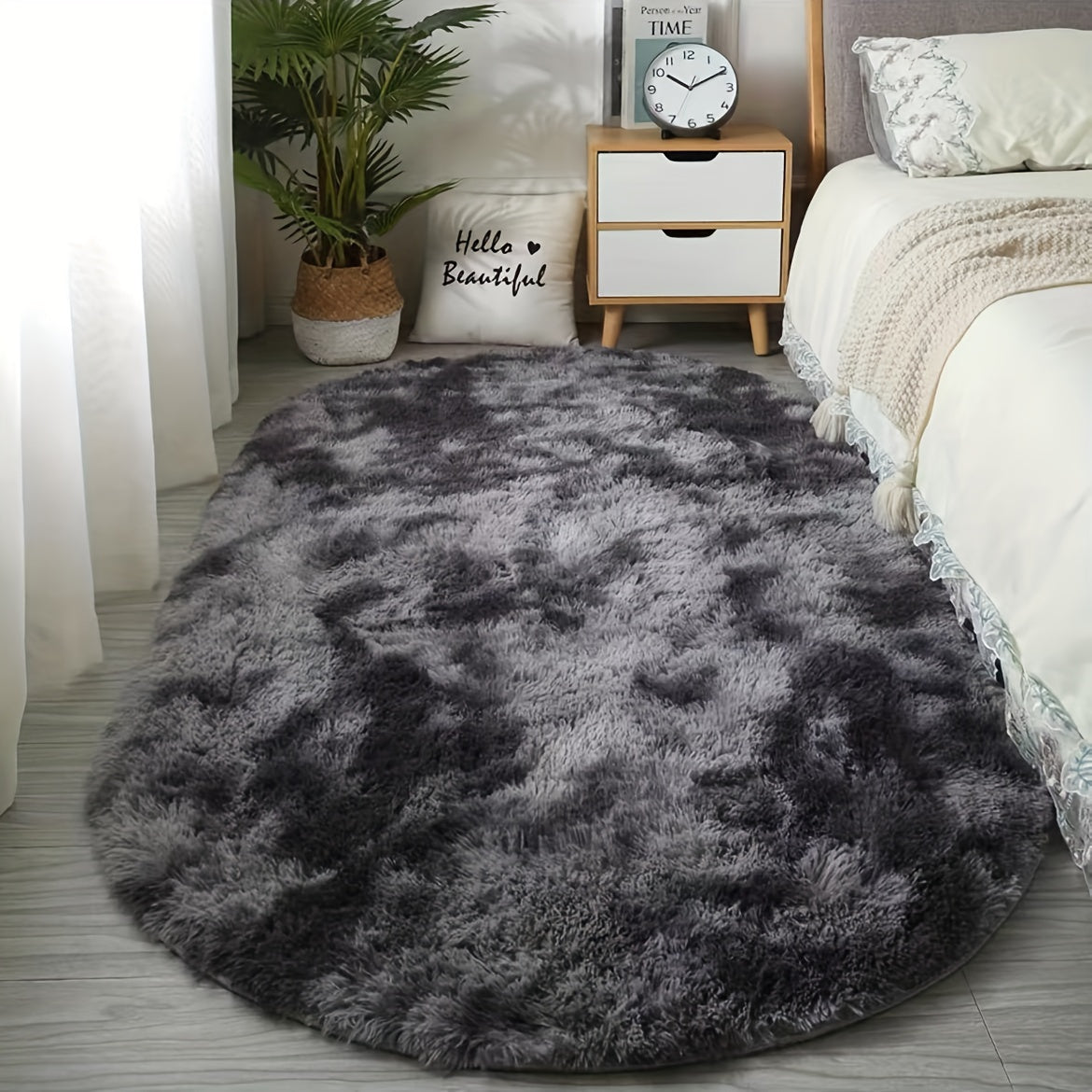 Tapis ovale moelleux – tapis doux et élégant pour la décoration de la chambre et du salon
